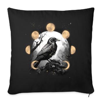 Halloween Ravens Crows Moon Phases Raven Crow - Sofa pillowcase 17,3'' x 17,3'' (45 x 45 cm) - black - Front