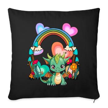 Rainbow Dragon Dragon Mythical Creature Child - Sofa pillowcase 17,3'' x 17,3'' (45 x 45 cm) - black - Front