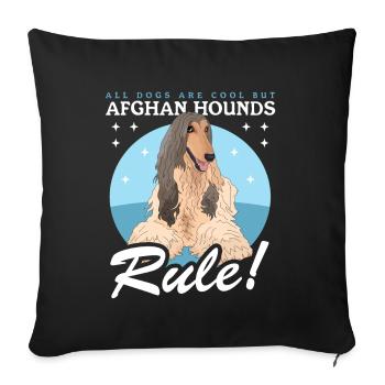 Cadeau de propriétaire de chien lévrier afghan - Housse de coussin décorative 45 x 45 cm - noir - Devant