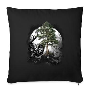 Corbeau de la forêt Corbeau Corbeau Corbeau Corbeau Habitant de la forêt Sombre - Housse de coussin décorative 45 x 45 cm - noir - Devant