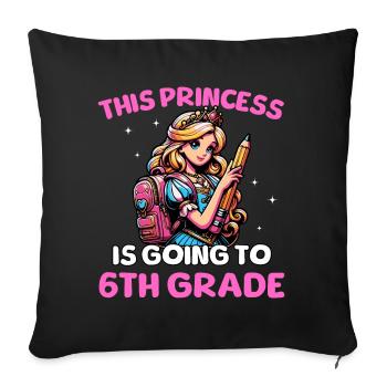 Cette princesse va en 6e année - Housse de coussin décorative 45 x 45 cm - noir - Devant
