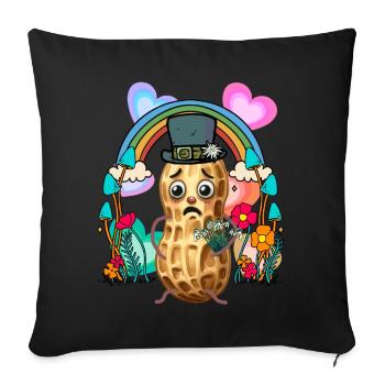 Cacahuète Fleurs Arc-en-ciel Amoureux de la Nature - Housse de coussin décorative 45 x 45 cm - noir - Devant