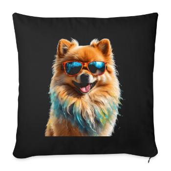 Pomeranian Pomeranian Sunglasses Dog Print - Sofa pillowcase 17,3'' x 17,3'' (45 x 45 cm) - black - Front