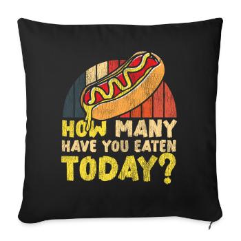 Hot Dog Adult Vintage How Many - Sofa pillowcase 17,3'' x 17,3'' (45 x 45 cm) - black - Front