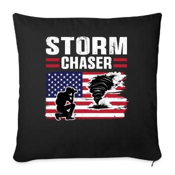 Drapeau des États-Unis Tornado Chaser - Housse de coussin décorative 45 x 45 cm - noir - Devant