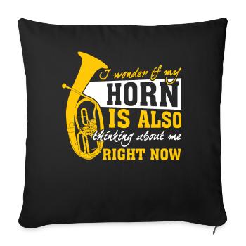Baryton, Cuivres, Musique, Orchestre, Cor ténor - Housse de coussin décorative 45 x 45 cm - noir - Devant