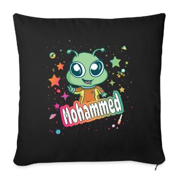 MOHAMMED - Beautiful boy name with cute alien - Sofa pillowcase 17,3'' x 17,3'' (45 x 45 cm) - black - Front