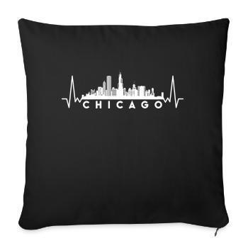 Herzschlag Skyline USA Chicago - Sofakissenbezug 45 x 45 cm - Schwarz - Vorne