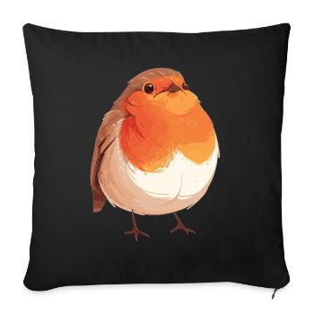 Robin Rotkehlchen - Sofa pillowcase 17,3'' x 17,3'' (45 x 45 cm) - black - Front