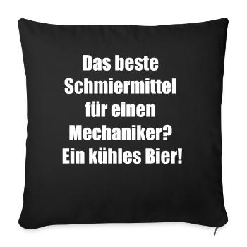 Bière et clé à molette - Housse de coussin décorative 45 x 45 cm - noir - Devant