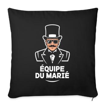 Équipe Du Marié Chapeau Classe Mariage - Housse de coussin décorative 45 x 45 cm - noir - Devant