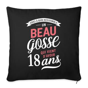 Un Beau Gosse De 18 Ans Cadeau Anniversaire Drôle - Housse de coussin décorative 45 x 45 cm - noir - Devant