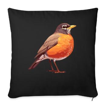 Robin Rotkehlchen - Sofakissenbezug 45 x 45 cm - Schwarz - Vorne