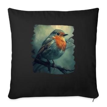 Robin Rotkehlchen - Sofa pillowcase 17,3'' x 17,3'' (45 x 45 cm) - black - Front