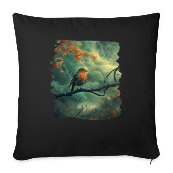 Robin Rotkehlchen - Sofakissenbezug 45 x 45 cm - Schwarz - Vorne
