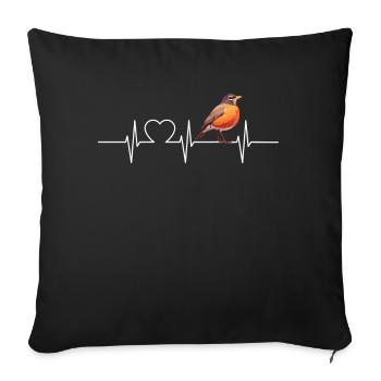Robin Rotkehlchen - Sofa pillowcase 17,3'' x 17,3'' (45 x 45 cm) - black - Front