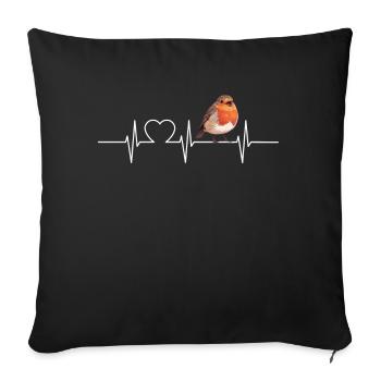 Robin Rotkehlchen - Sofa pillowcase 17,3'' x 17,3'' (45 x 45 cm) - black - Front
