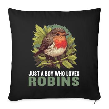 Robin Rotkehlchen - Sofakissenbezug 45 x 45 cm - Schwarz - Vorne