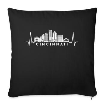 Heartbeat Skyline USA Cincinnati - Sofa pillowcase 17,3'' x 17,3'' (45 x 45 cm) - black - Front