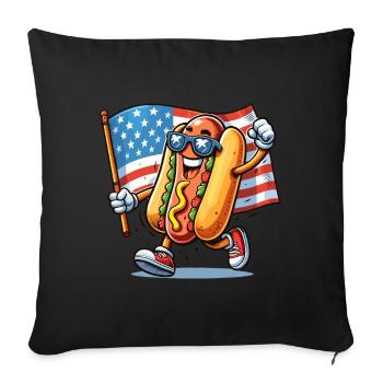 Hot Dog America USA American Flag Funny - Sofa pillowcase 17,3'' x 17,3'' (45 x 45 cm) - black - Front