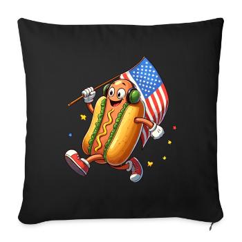 Hot Dog National Hot Dog Day America USA Funny - Sofa pillowcase 17,3'' x 17,3'' (45 x 45 cm) - black - Front