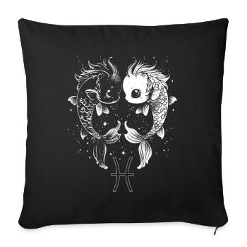 Pisces Sternzeichen Fische Symbol Astrologie - Sofakissenbezug 45 x 45 cm - Schwarz - Vorne