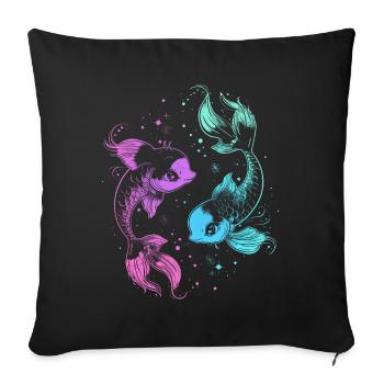 Pisces Sternzeichen Fische Astrologie Symbol - Sofakissenbezug 45 x 45 cm - Schwarz - Vorne