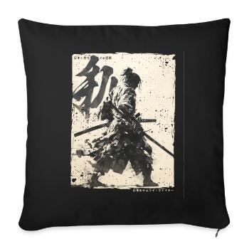 Samurai Kämpfer - Japanisches Ukiyo-e Kunstwerk - Sofakissenbezug 45 x 45 cm - Schwarz - Vorne
