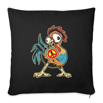 Poulet Coq Paix Réveil Paix Paix Paix Mondiale - Housse de coussin décorative 45 x 45 cm - noir - Devant