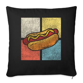 Hot Dog Adulte Vintage Rétro - Housse de coussin décorative 45 x 45 cm - noir - Devant