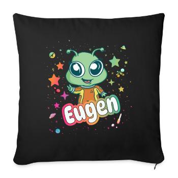EUGEN - Beautiful boy name with cute alien - Sofa pillowcase 17,3'' x 17,3'' (45 x 45 cm) - black - Front