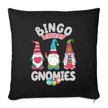 Bingo avec mes gnomies Bingo amusant - Housse de coussin décorative 45 x 45 cm - noir - Devant