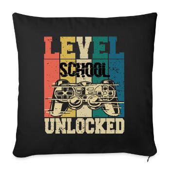 Level School Unlocked School Gaming Preschool - Sofa pillowcase 17,3'' x 17,3'' (45 x 45 cm) - black - Front
