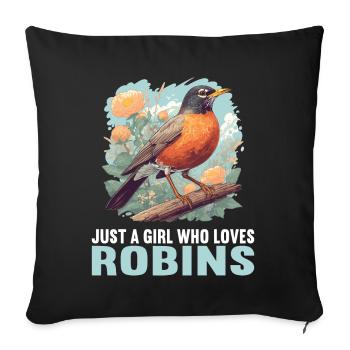 Robin Rotkehlchen - Sofakissenbezug 45 x 45 cm - Schwarz - Vorne