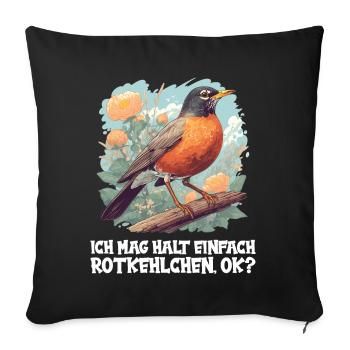 Robin Rotkehlchen - Sofa pillowcase 17,3'' x 17,3'' (45 x 45 cm) - black - Front