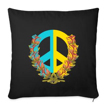 Paix Paix Ukraine Roses Fleurs Signe de la paix - Housse de coussin décorative 45 x 45 cm - noir - Devant