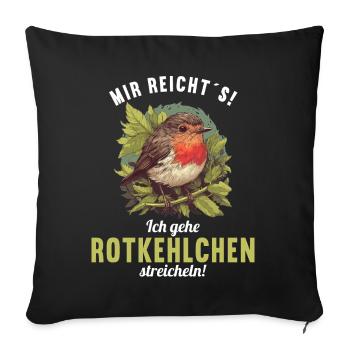 Robin Rotkehlchen - Sofakissenbezug 45 x 45 cm - Schwarz - Vorne