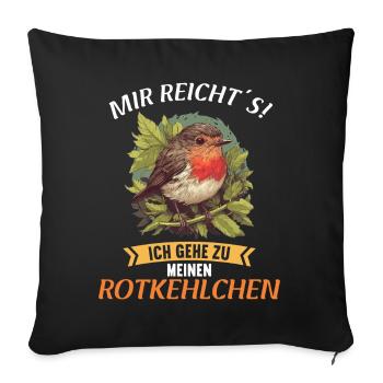 Robin Rotkehlchen - Sofakissenbezug 45 x 45 cm - Schwarz - Vorne