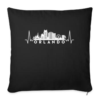 Heartbeat Skyline USA Orlando - Sofa pillowcase 17,3'' x 17,3'' (45 x 45 cm) - black - Front