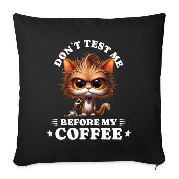 Morning grouch coffee anti early riser cat - Sofa pillowcase 17,3'' x 17,3'' (45 x 45 cm) - black - Front
