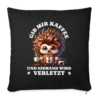 Morning grouch Give me coffee funny hedgehog - Sofa pillowcase 17,3'' x 17,3'' (45 x 45 cm) - black - Front