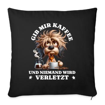 Morning grouch Give me coffee funny dogs - Sofa pillowcase 17,3'' x 17,3'' (45 x 45 cm) - black - Front