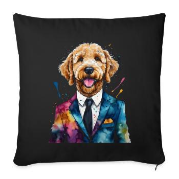 Costume Goldendoodle Chien Animal Design Imprimer - Housse de coussin décorative 45 x 45 cm - noir - Devant