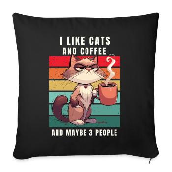 Coffee Cat Caffeine Retro Office Colleague Funny - Sofa pillowcase 17,3'' x 17,3'' (45 x 45 cm) - black - Front