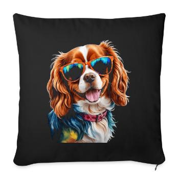 Lunettes de soleil Cavalier King Charles Spaniel Chien - Housse de coussin décorative 45 x 45 cm - noir - Devant