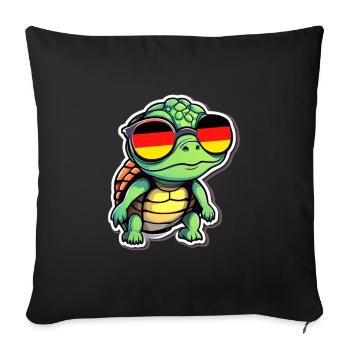 Turtle with sunglasses Germany Football - Sofa pillowcase 17,3'' x 17,3'' (45 x 45 cm) - black - Front