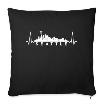 Heartbeat Skyline États-Unis SEATTLE - Housse de coussin décorative 45 x 45 cm - noir - Devant