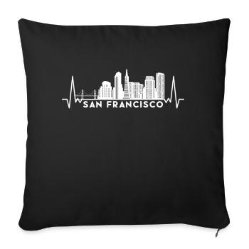 Heartbeat Skyline USA San Francisco - Sofa pillowcase 17,3'' x 17,3'' (45 x 45 cm) - black - Front