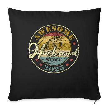 1ter Hochzeitstag toller Ehemann seit 2025 Retro - Sofakissenbezug 45 x 45 cm - Schwarz - Vorne