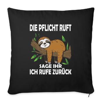 Funny sloth, no desire - Sofa pillowcase 17,3'' x 17,3'' (45 x 45 cm) - black - Front